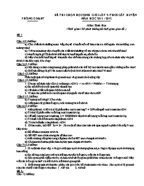 Đề thi chọn học sinh giỏi cấp huyện Sinh học 9 (Có đáp án) - Năm học 2011-2012